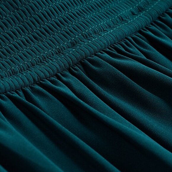 Express V-Neck Puff Sleeve Button Front Tie Back Midi Dress - Picture 7 of 7